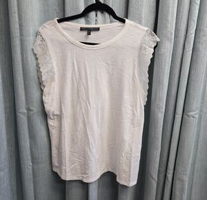 White House Black Market White Lace-Trim Sleeveless Tank
